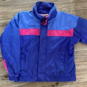 Bugaboo Vintage 80s Columbia Women’s Blue and Pink Colorblock Rain Jacket